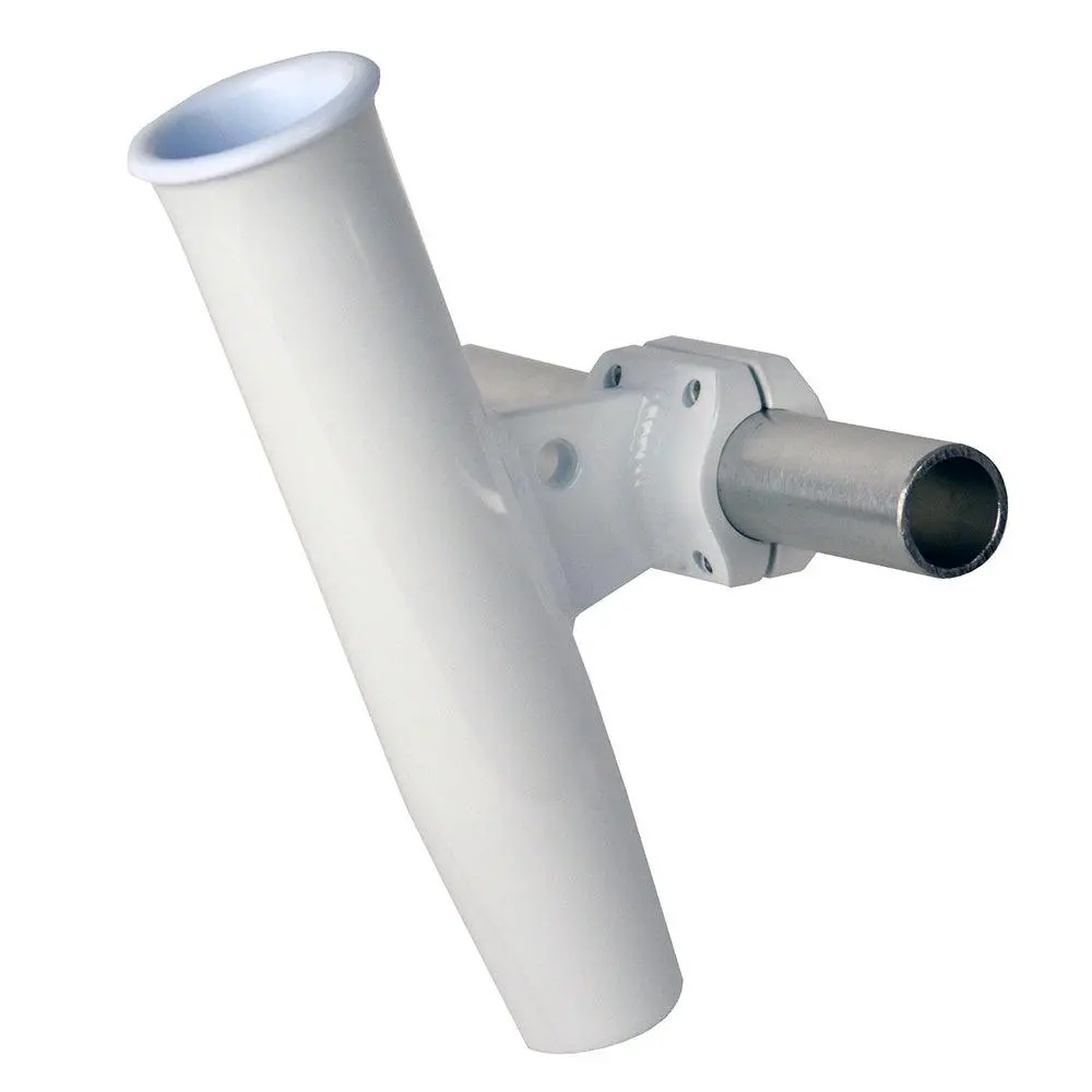 C.E. Smith Aluminum Horizontal Clamp-On Rod Holder 1.66" Od - White Powder Coated W/Sleeve [53721] 1