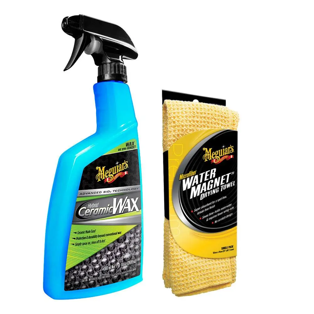 Meguiars Hybrid Ceramic Wax W/Water Magnet Microfiber Drying Towel - 22" X 30" [G190526-X2000kit] 1